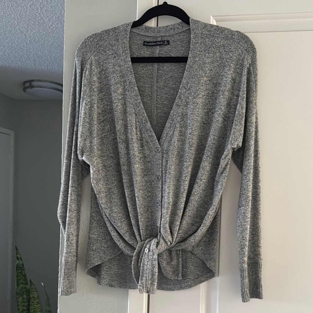 Abercrombie & Fitch Gray Cardigan Sweater with V-Neck